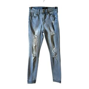 Aeropostale Women's High Rise Jegging Jeans Distressed Light Wash Size 0 Regular
